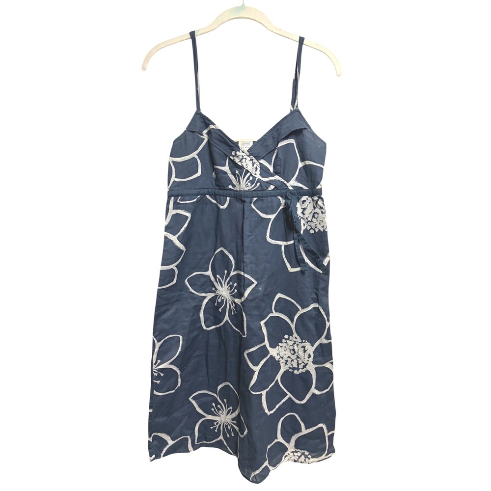 Vintage‎ Esprit Sundress Blue Floral Boho V-Neck Adjustable Strap 4